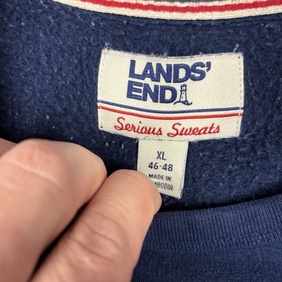 Lands End Serious Sweats Crewneck Sweater Mens XL Blue Lighthouse Print - Picture 4 of 7
